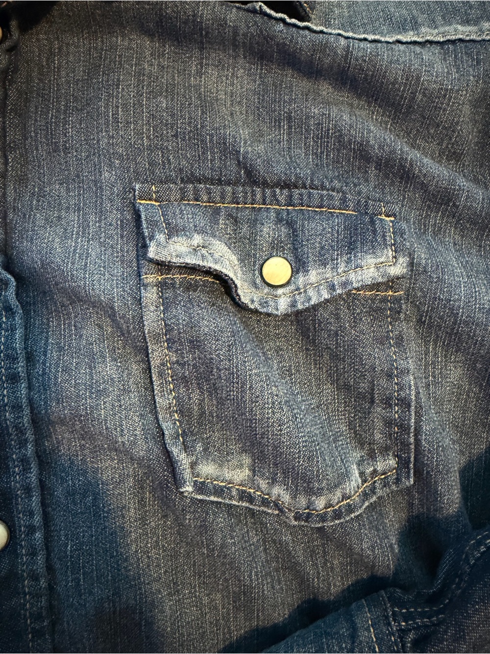 Red Camel Blue Denim Western Button-Down Shirt - Picture 4 of 5